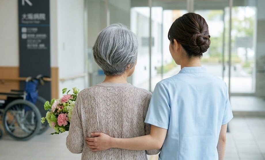 退院する患者さんを見送る看護師