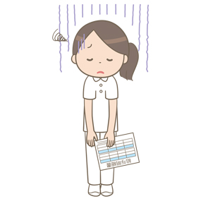 給与明細を見て落ち込んでいる看護師