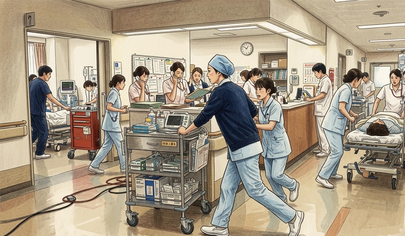 忙しく働いている看護師たち